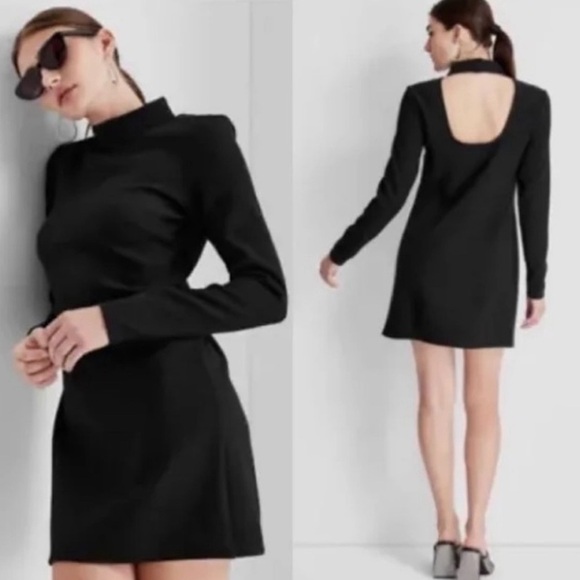 Future Collective Mock Neck Open Back A Line Mini Dress size Small NWT - Picture 1 of 7
